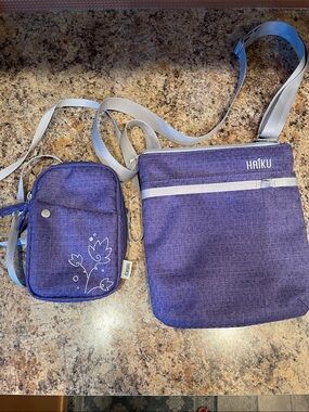 Haiku Purple Crossbody Bag Duo with Floral Accent